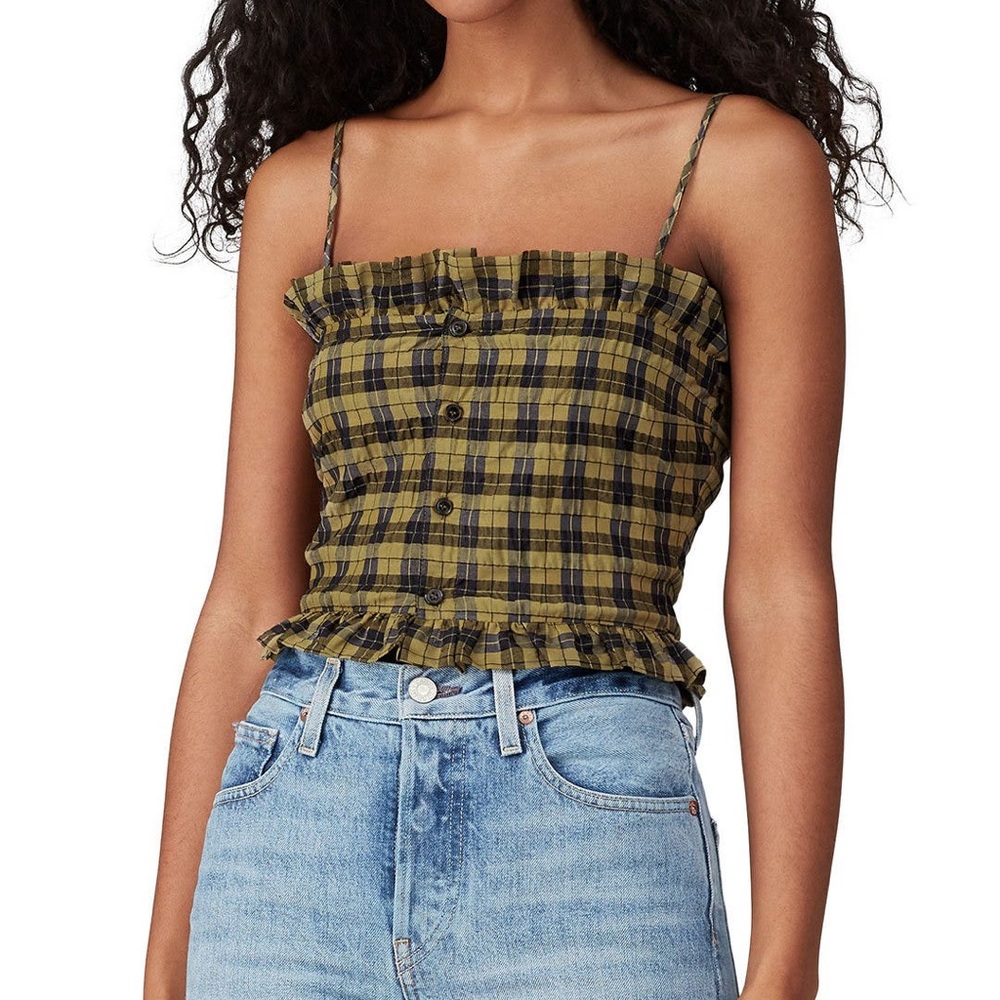 NWT Ganni Plaid Crop Cami 36/M